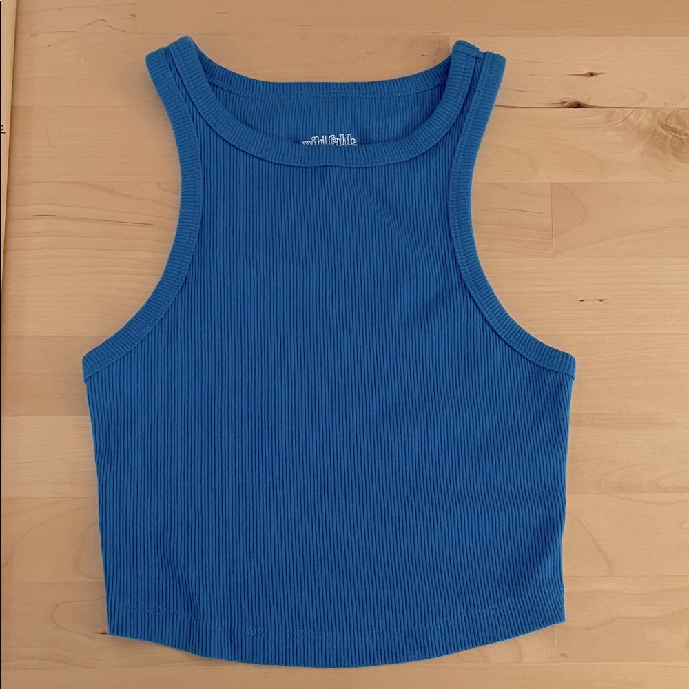 wild fable Blue Ribbed Crop Tank Top